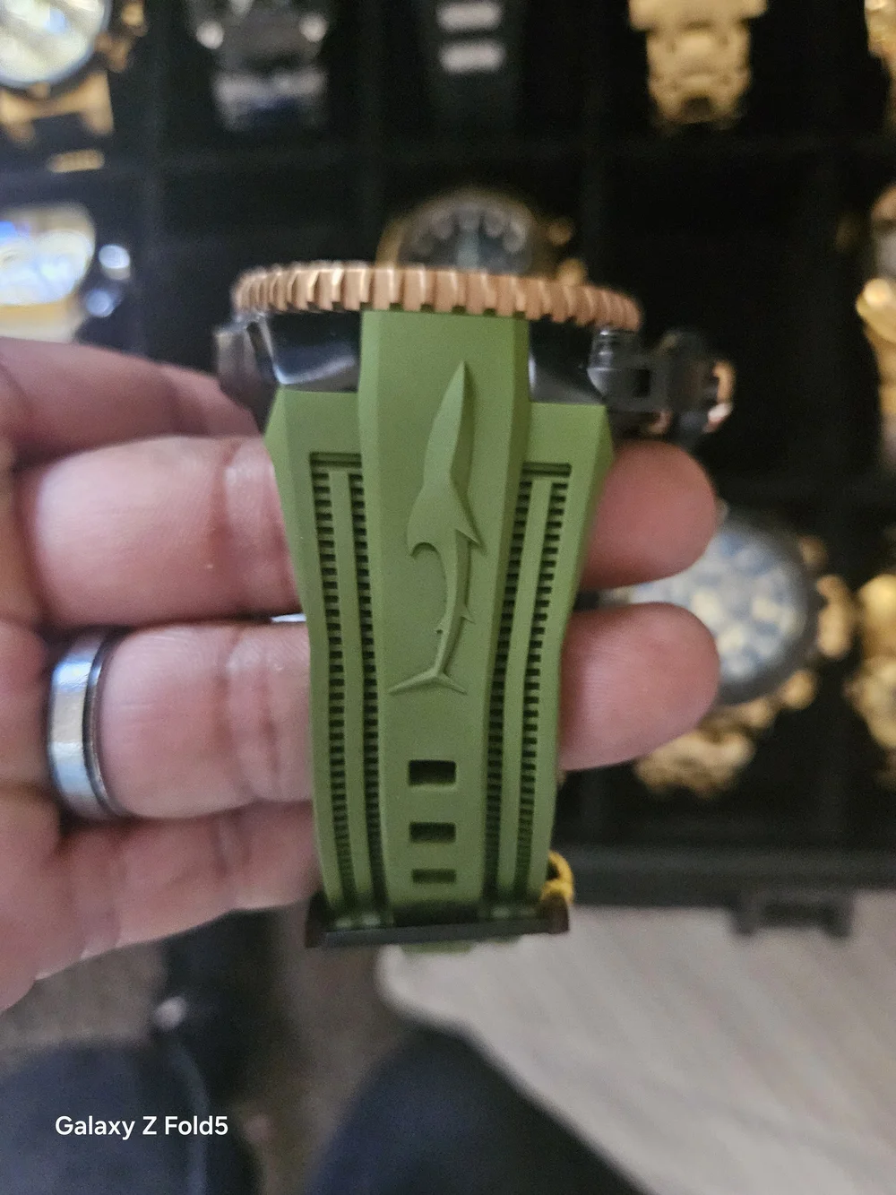 Invicta Sea Hunter Men's Green Strap Chronograph Watch with Rose Gold Bezel 54mm